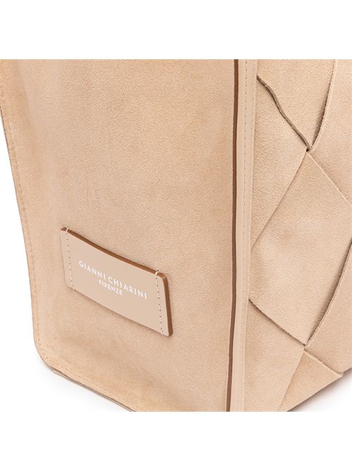 Shopping Bag Marcella in suede con trama geometrica Nude GIANNI CHIARINI | BS 12380 SNMRKNUDE